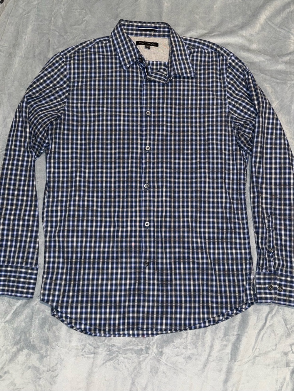 Banana Republic Navy Black White Long Sleeve Button Up Dress Shirt Men’s Size M